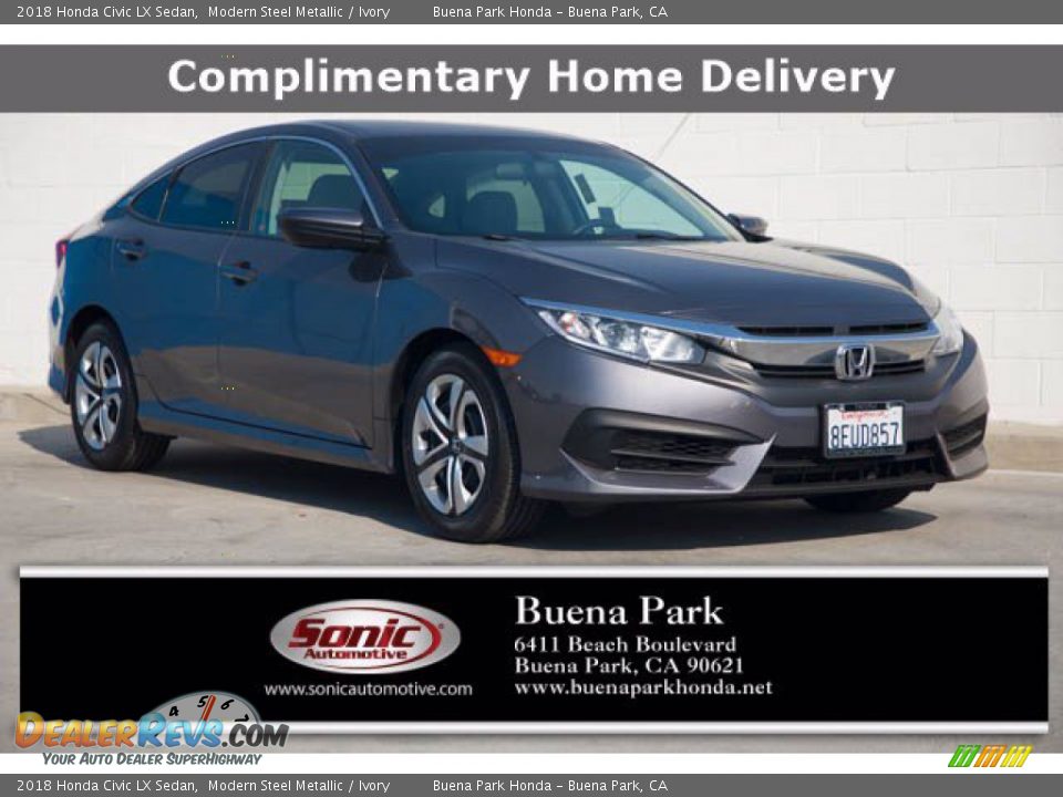 2018 Honda Civic LX Sedan Modern Steel Metallic / Ivory Photo #1
