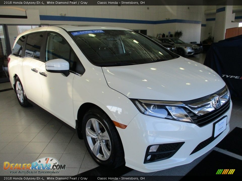 2018 Honda Odyssey EX-L White Diamond Pearl / Gray Photo #3