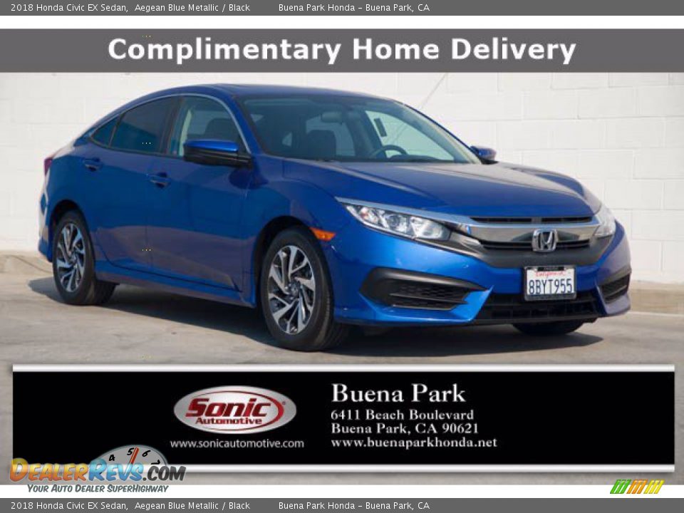 2018 Honda Civic EX Sedan Aegean Blue Metallic / Black Photo #1