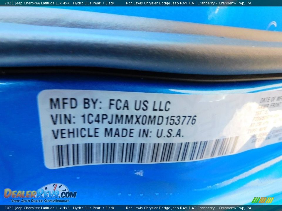 2021 Jeep Cherokee Latitude Lux 4x4 Hydro Blue Pearl / Black Photo #20