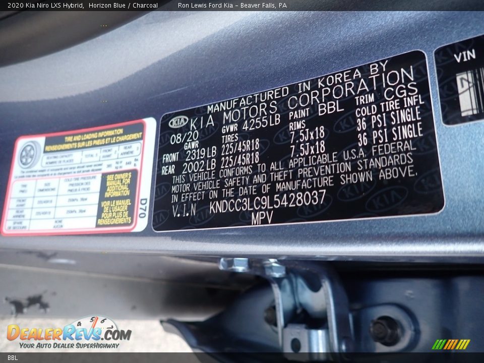 Kia Color Code BBL Horizon Blue