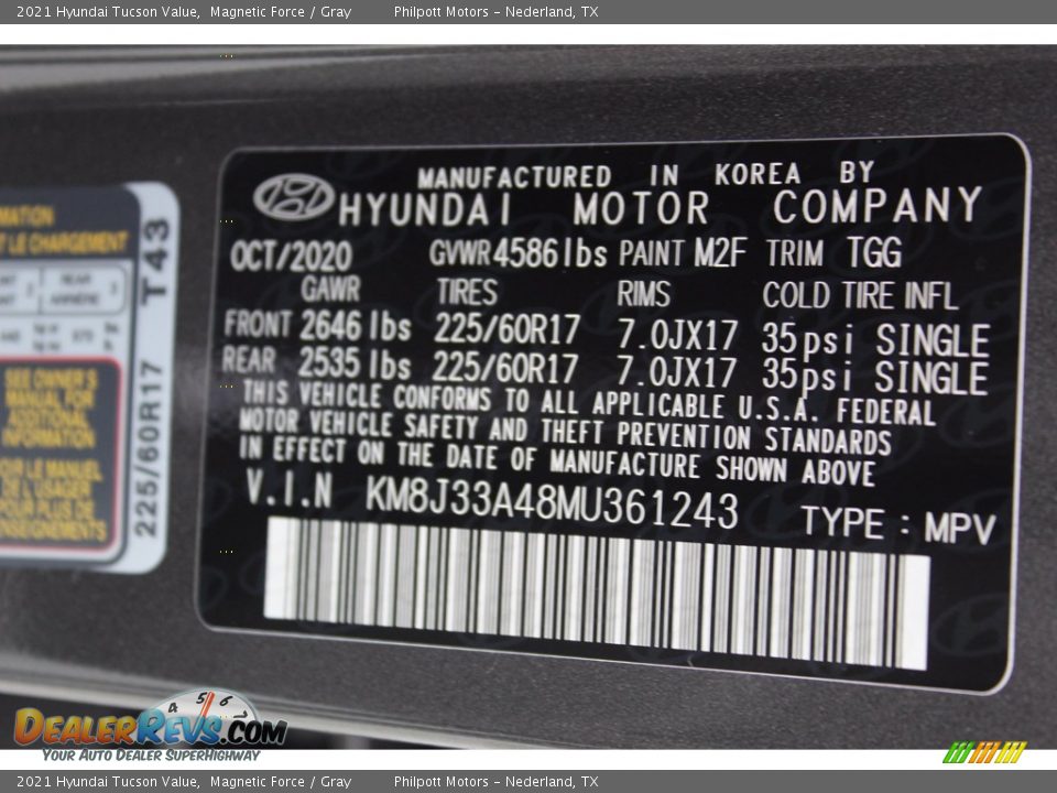 2021 Hyundai Tucson Value Magnetic Force / Gray Photo #24