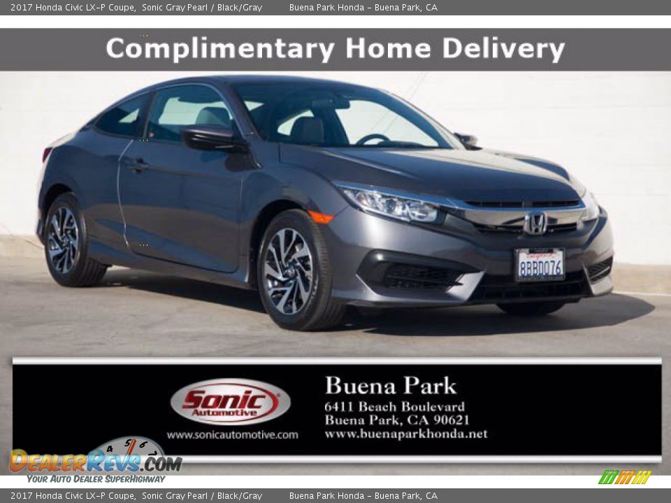 2017 Honda Civic LX-P Coupe Sonic Gray Pearl / Black/Gray Photo #1