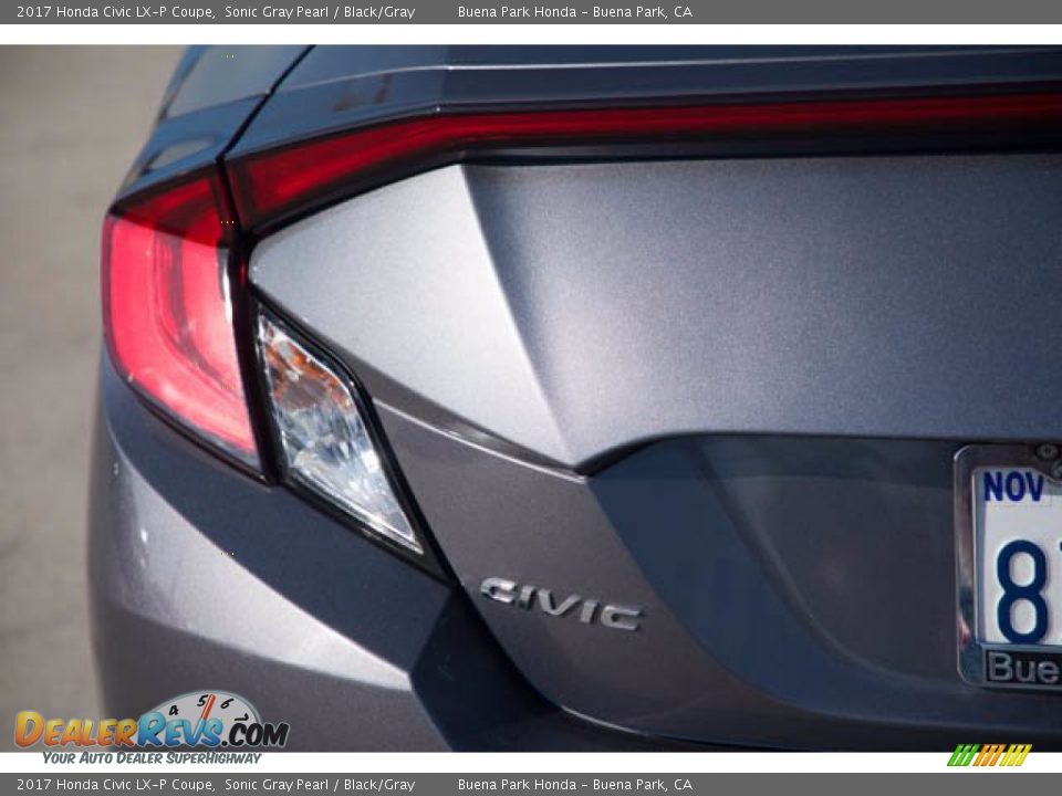 2017 Honda Civic LX-P Coupe Sonic Gray Pearl / Black/Gray Photo #12