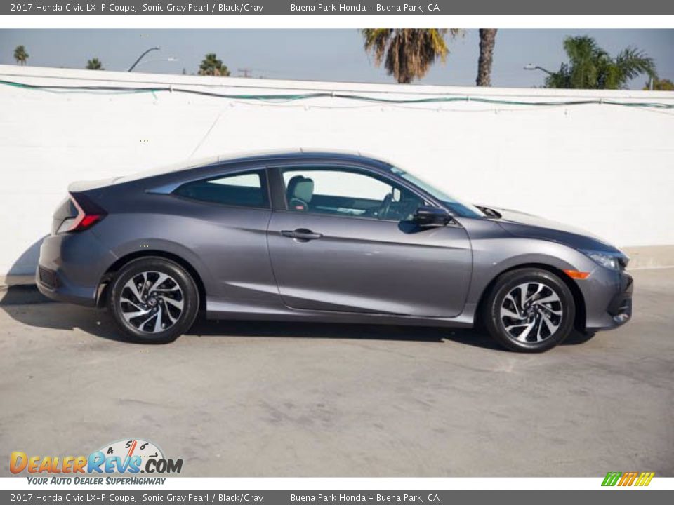 2017 Honda Civic LX-P Coupe Sonic Gray Pearl / Black/Gray Photo #14