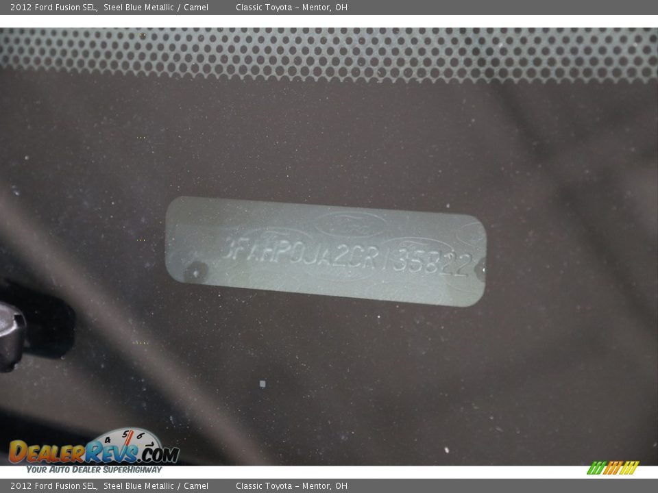 2012 Ford Fusion SEL Steel Blue Metallic / Camel Photo #20