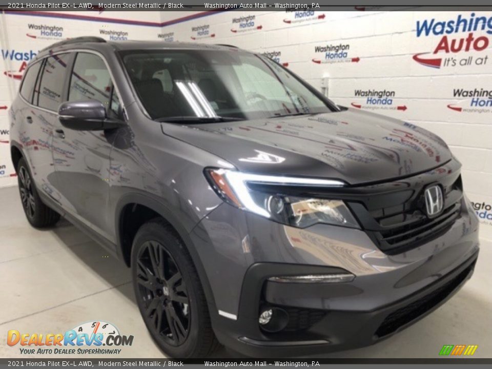 2021 Honda Pilot EX-L AWD Modern Steel Metallic / Black Photo #2