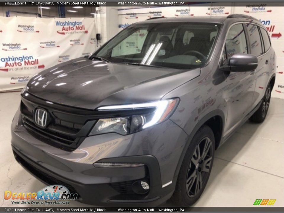 2021 Honda Pilot EX-L AWD Modern Steel Metallic / Black Photo #3