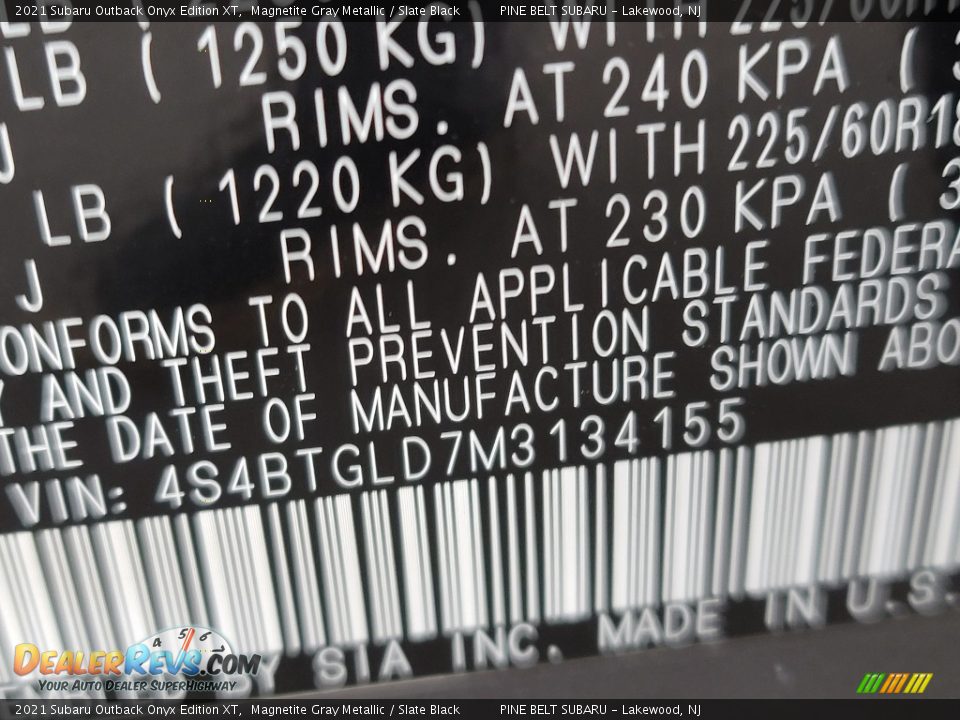 2021 Subaru Outback Onyx Edition XT Magnetite Gray Metallic / Slate Black Photo #14