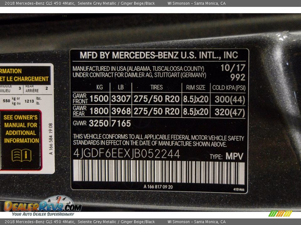 2018 Mercedes-Benz GLS 450 4Matic Selenite Grey Metallic / Ginger Beige/Black Photo #10