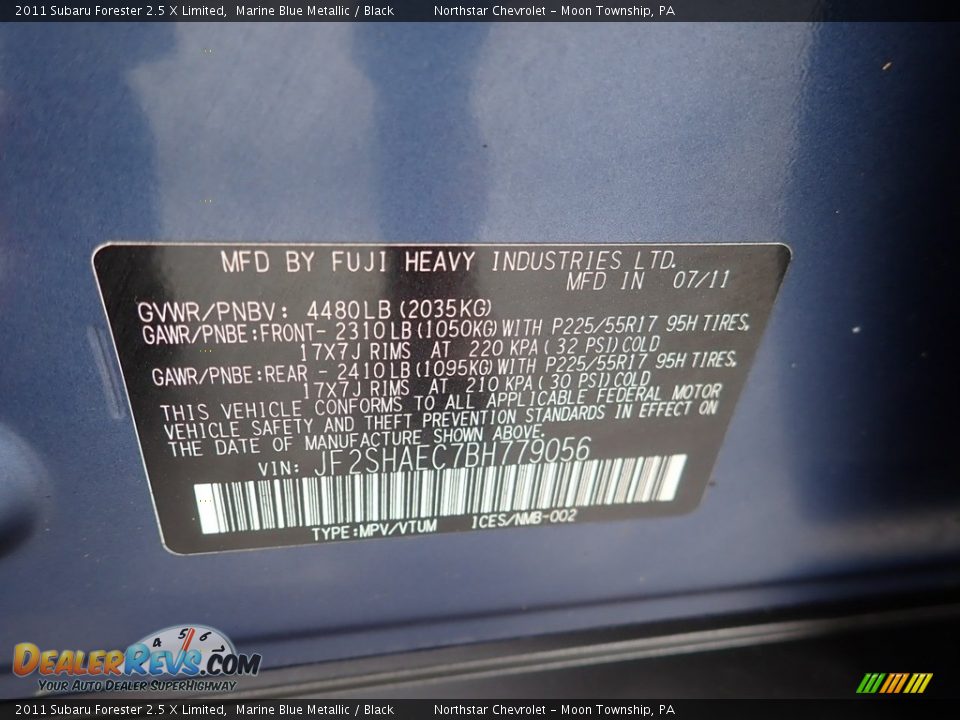 2011 Subaru Forester 2.5 X Limited Marine Blue Metallic / Black Photo #28