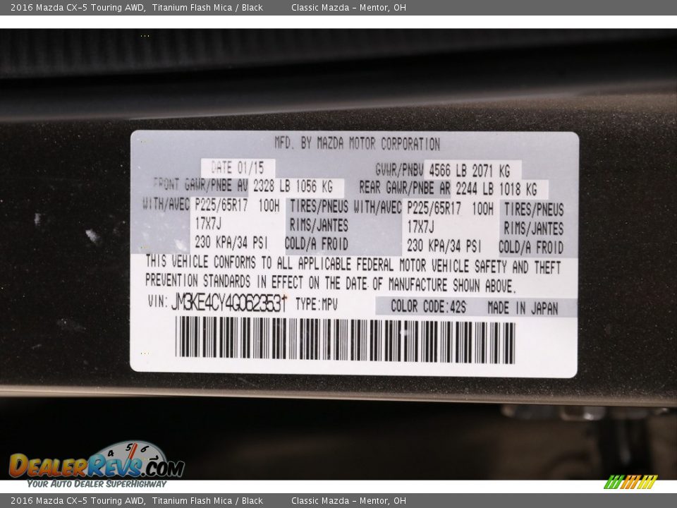 2016 Mazda CX-5 Touring AWD Titanium Flash Mica / Black Photo #19