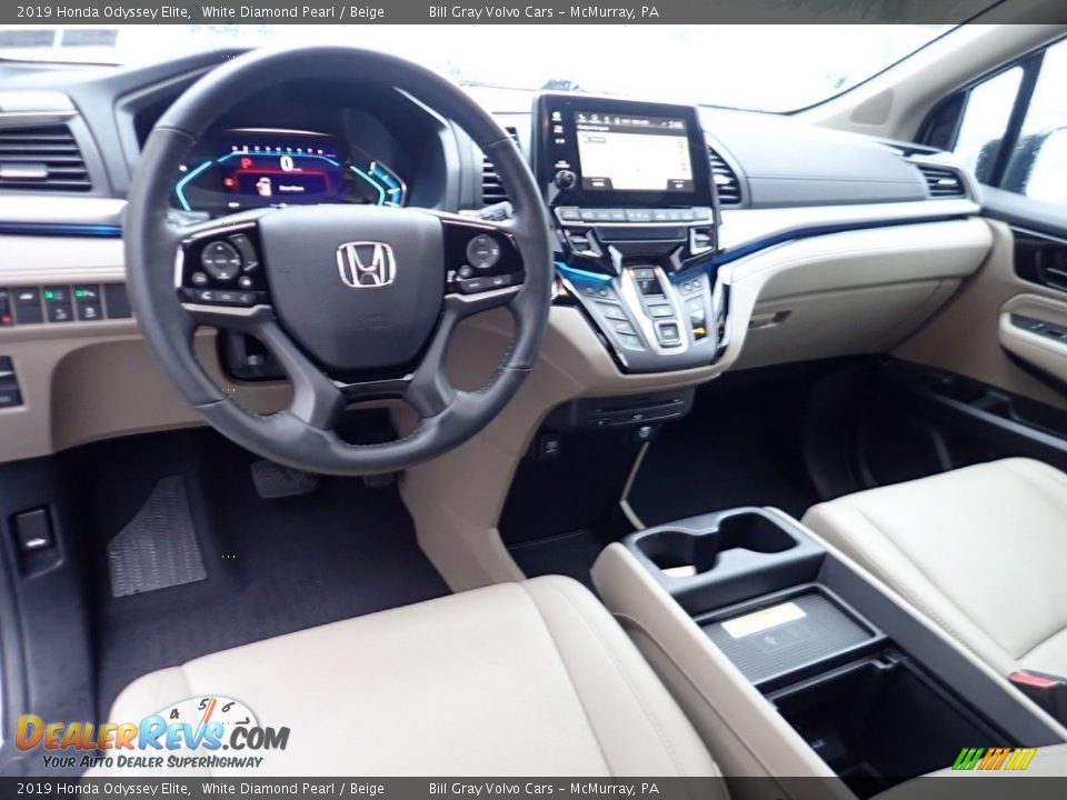 2019 Honda Odyssey Elite White Diamond Pearl / Beige Photo #19