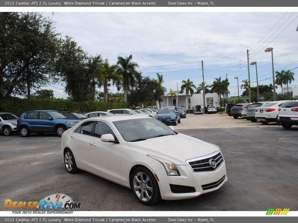 2013 Cadillac ATS 2.5L Luxury White Diamond Tricoat / Caramel/Jet Black Accents Photo #1