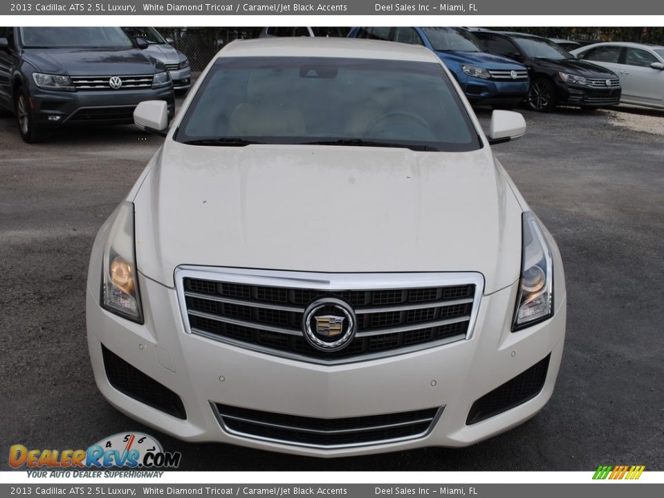 2013 Cadillac ATS 2.5L Luxury White Diamond Tricoat / Caramel/Jet Black Accents Photo #3