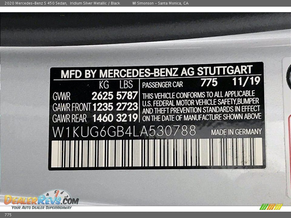Mercedes-Benz Color Code 775 Iridium Silver Metallic