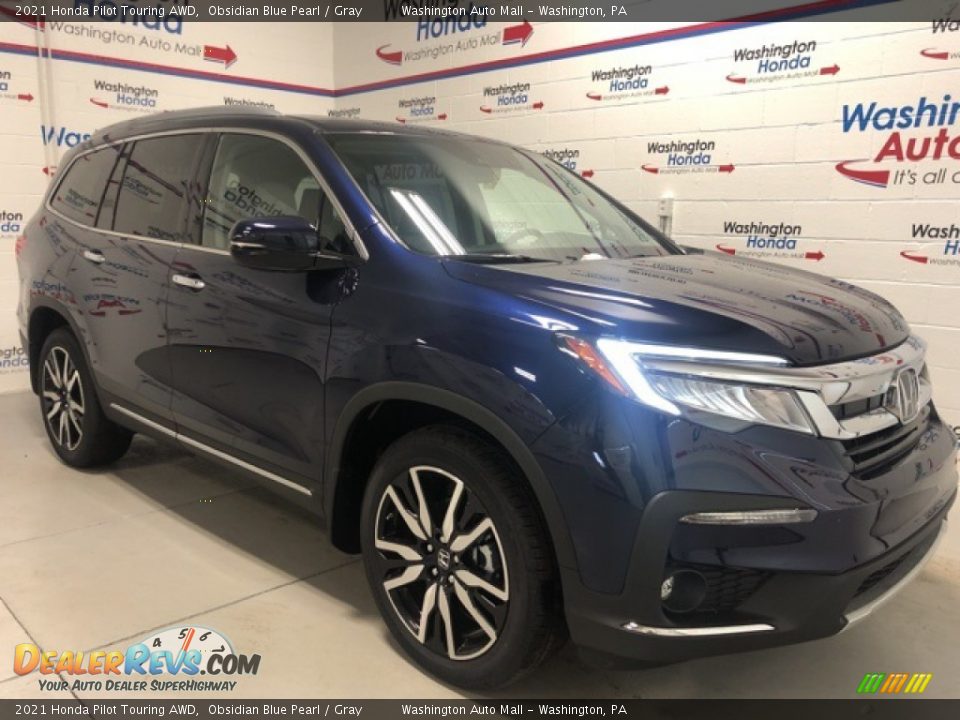 2021 Honda Pilot Touring AWD Obsidian Blue Pearl / Gray Photo #2