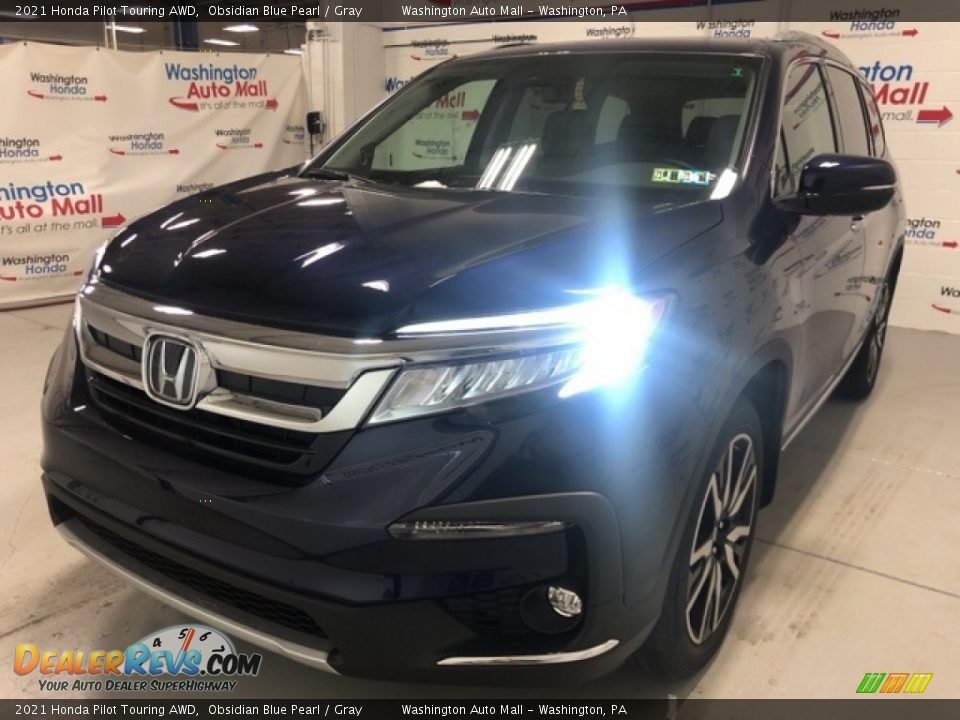 2021 Honda Pilot Touring AWD Obsidian Blue Pearl / Gray Photo #4