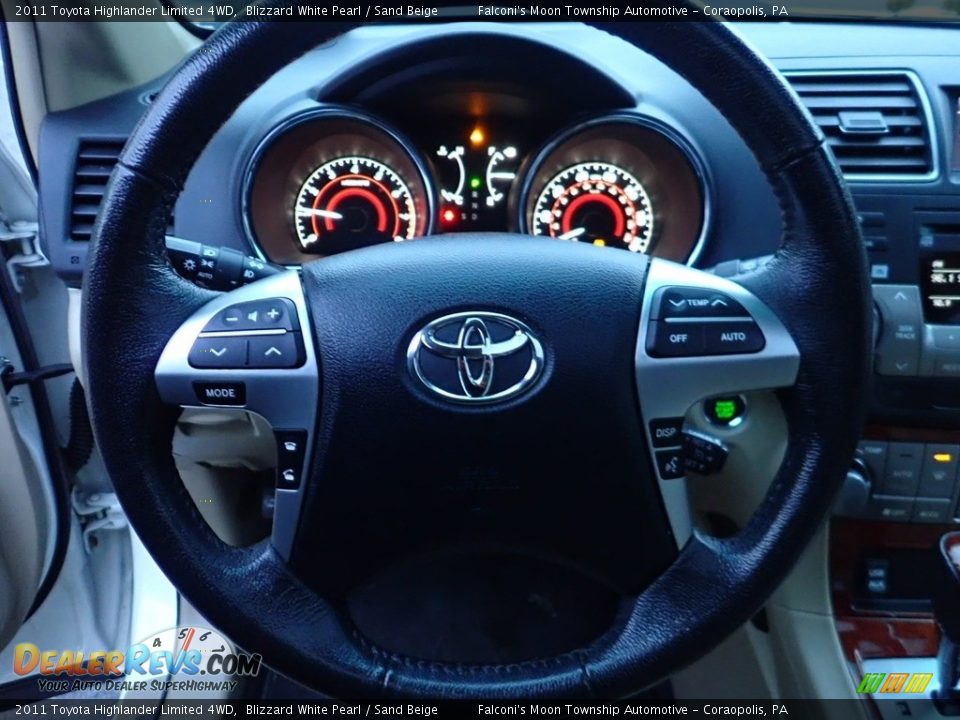 2011 Toyota Highlander Limited 4WD Blizzard White Pearl / Sand Beige Photo #22