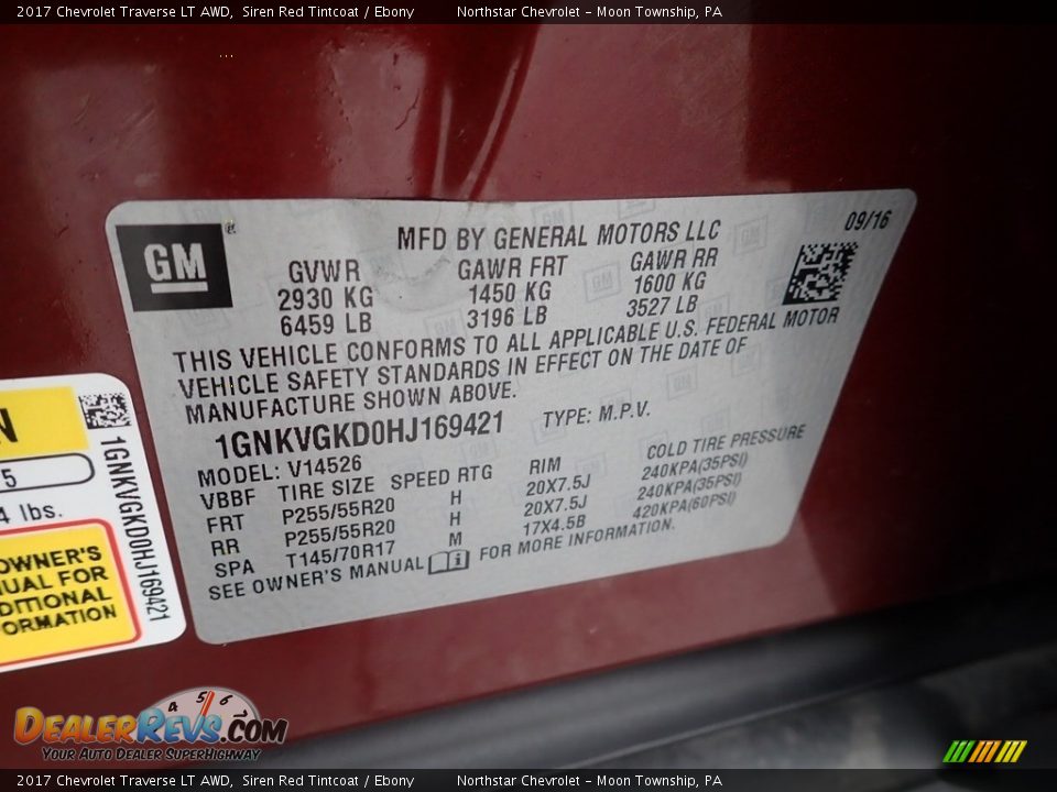 2017 Chevrolet Traverse LT AWD Siren Red Tintcoat / Ebony Photo #28