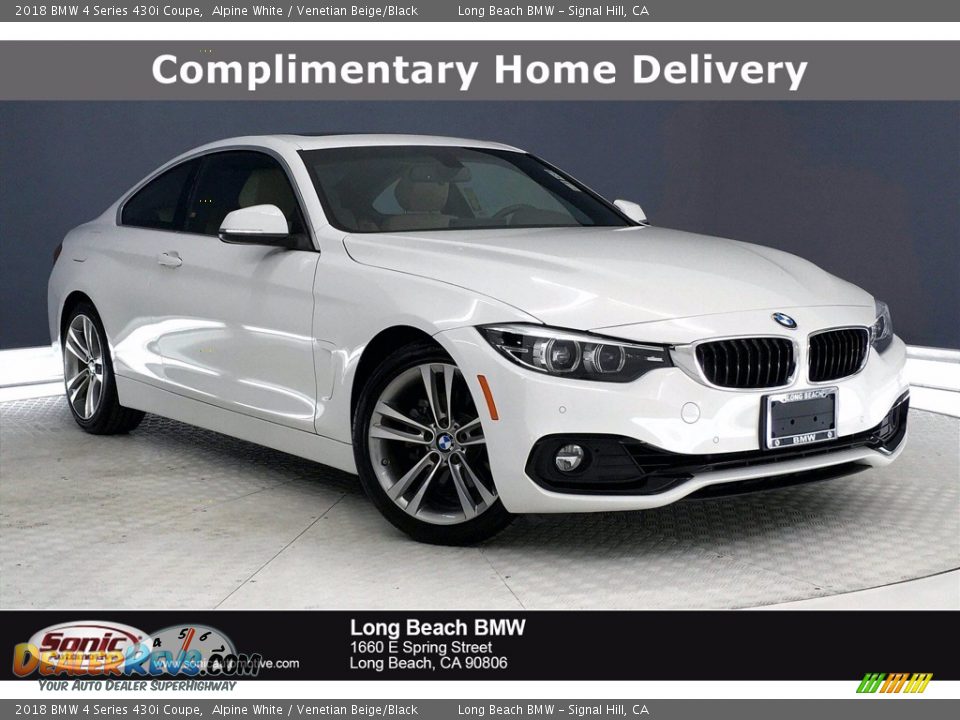 2018 BMW 4 Series 430i Coupe Alpine White / Venetian Beige/Black Photo #1