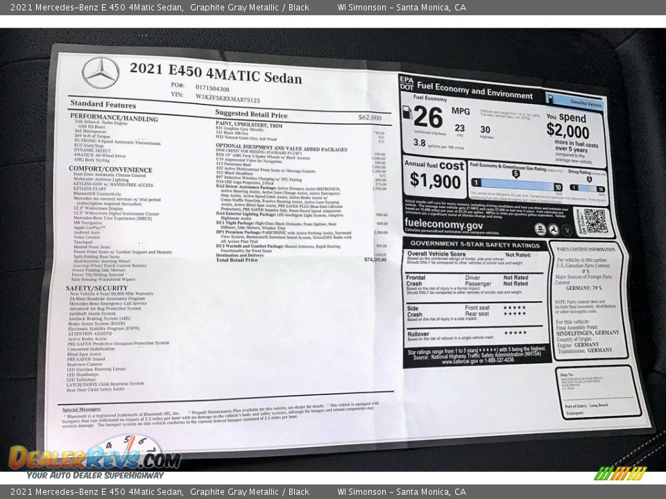 2021 Mercedes-Benz E 450 4Matic Sedan Graphite Gray Metallic / Black Photo #10