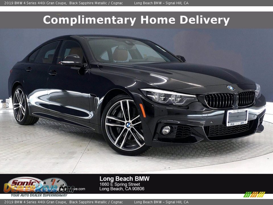 2019 BMW 4 Series 440i Gran Coupe Black Sapphire Metallic / Cognac Photo #1