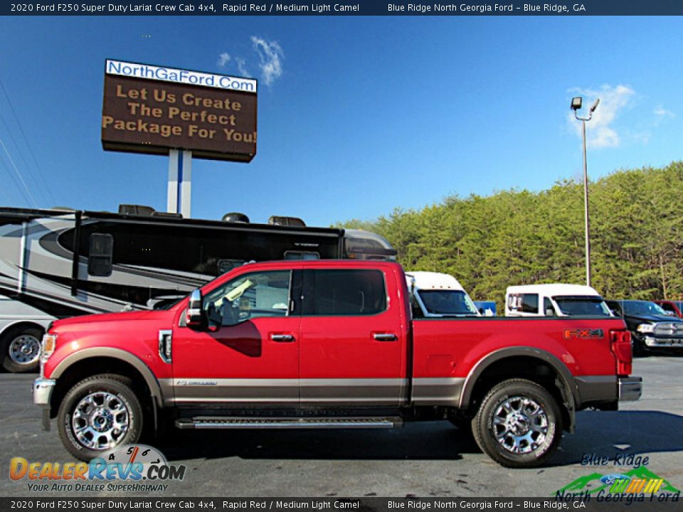 2020 Ford F250 Super Duty Lariat Crew Cab 4x4 Rapid Red / Medium Light Camel Photo #2