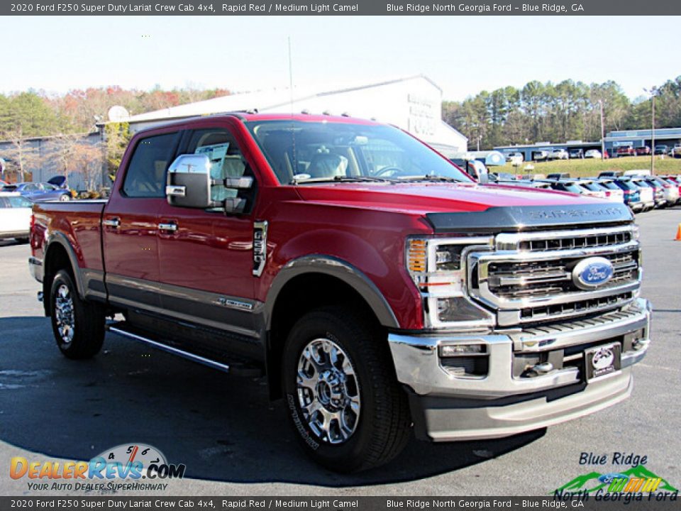 2020 Ford F250 Super Duty Lariat Crew Cab 4x4 Rapid Red / Medium Light Camel Photo #7