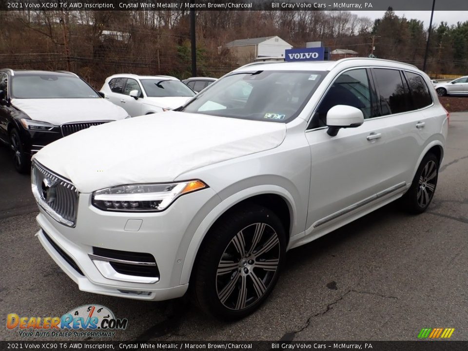 2021 Volvo XC90 T6 AWD Inscription Crystal White Metallic / Maroon Brown/Charcoal Photo #5