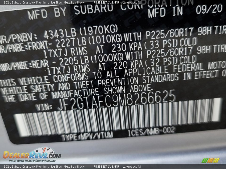 2021 Subaru Crosstrek Premium Ice Silver Metallic / Black Photo #14