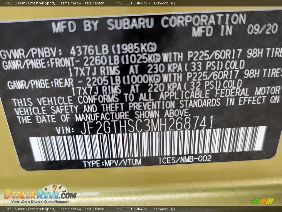 2021 Subaru Crosstrek Sport Plasma Yellow Pearl / Black Photo #14