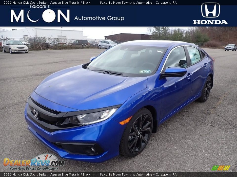 2021 Honda Civic Sport Sedan Aegean Blue Metallic / Black Photo #1