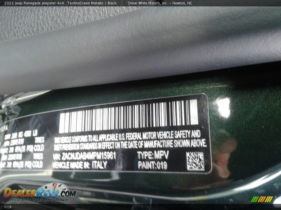Jeep Color Code 019 TechnoGreen Metallic