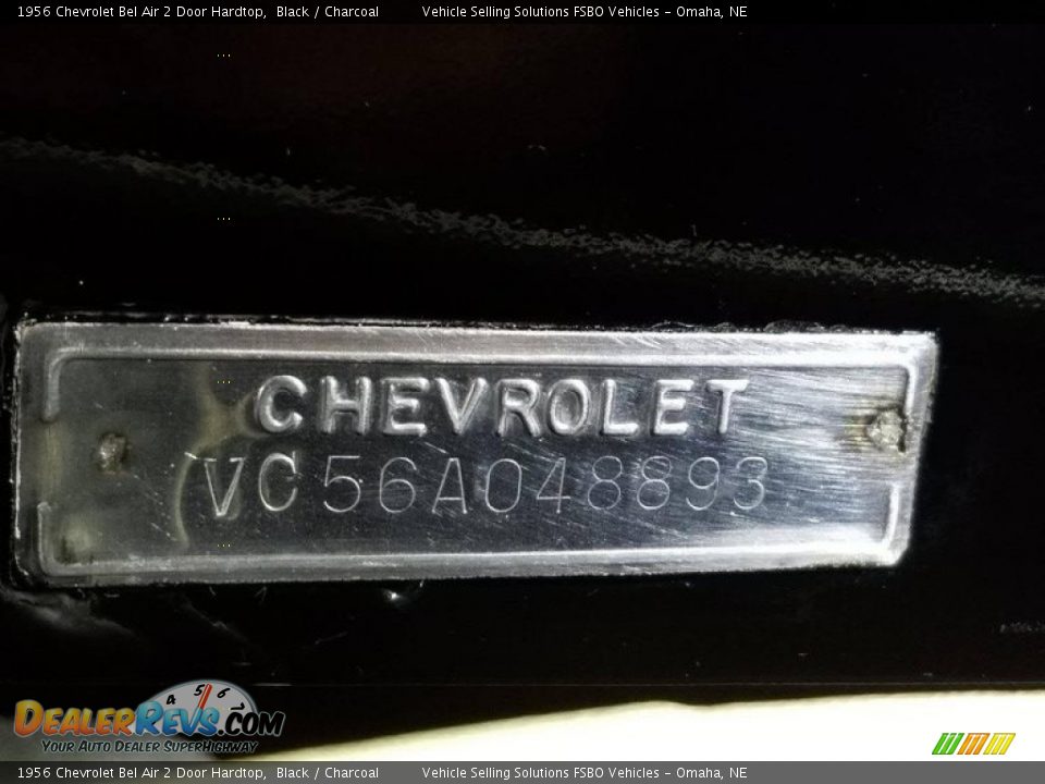 1956 Chevrolet Bel Air 2 Door Hardtop Black / Charcoal Photo #22