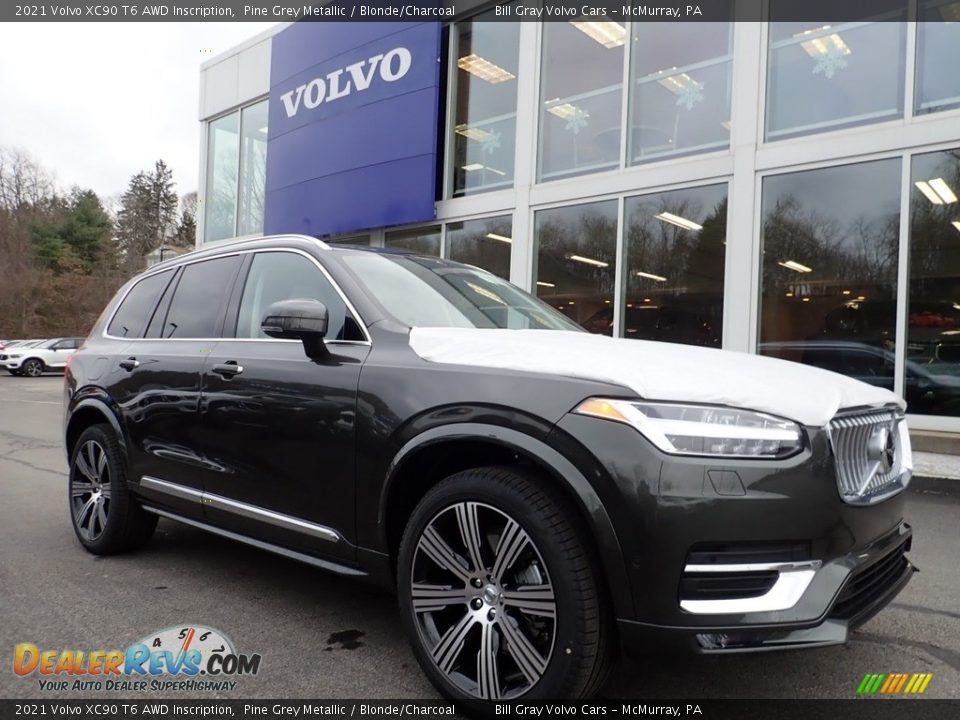 2021 Volvo XC90 T6 AWD Inscription Pine Grey Metallic / Blonde/Charcoal Photo #1