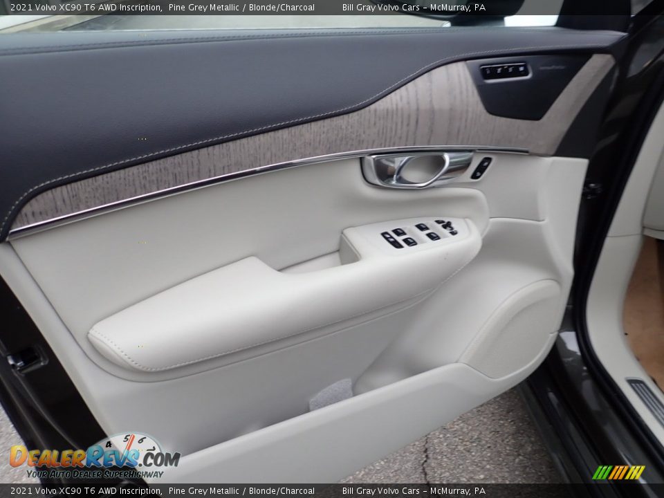 2021 Volvo XC90 T6 AWD Inscription Pine Grey Metallic / Blonde/Charcoal Photo #11