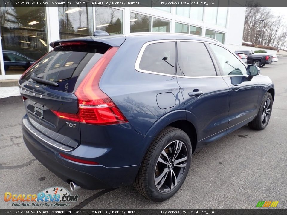 2021 Volvo XC60 T5 AWD Momentum Denim Blue Metallic / Blonde/Charcoal Photo #2