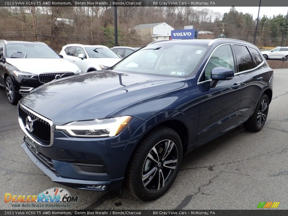 2021 Volvo XC60 T5 AWD Momentum Denim Blue Metallic / Blonde/Charcoal Photo #5