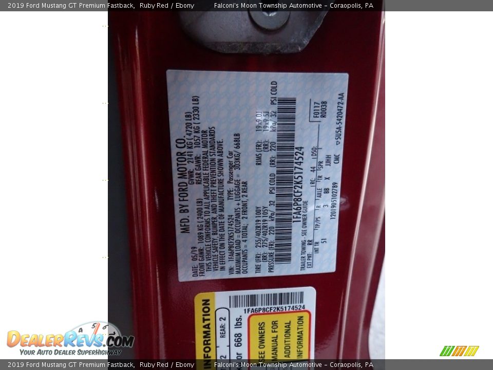 2019 Ford Mustang GT Premium Fastback Ruby Red / Ebony Photo #23