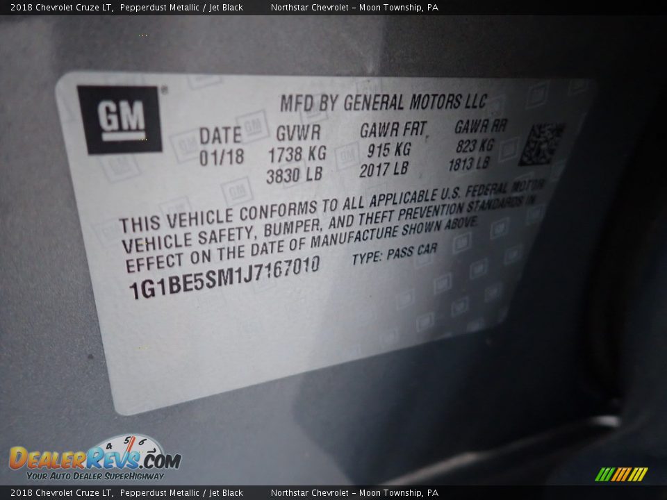 2018 Chevrolet Cruze LT Pepperdust Metallic / Jet Black Photo #28