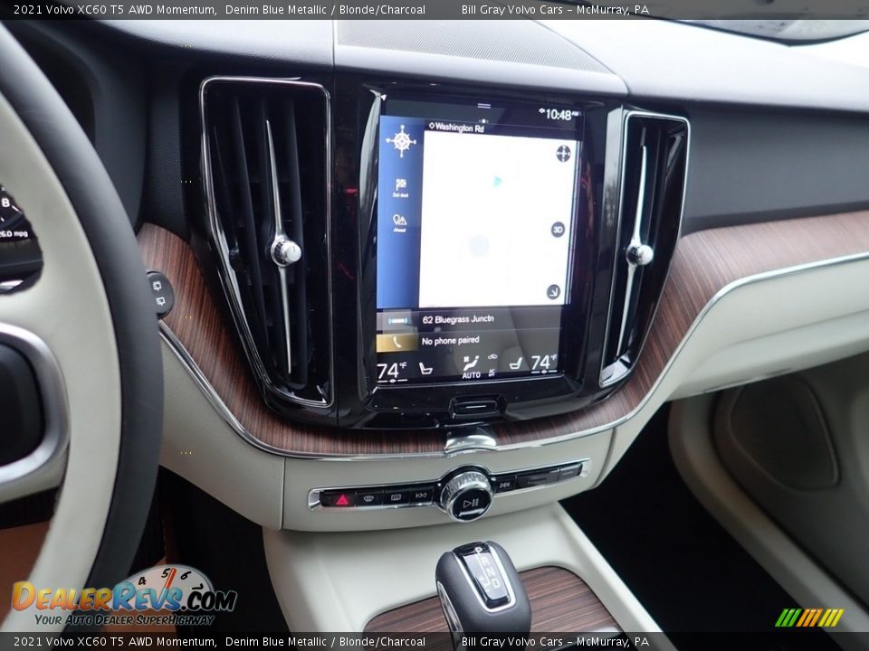 2021 Volvo XC60 T5 AWD Momentum Denim Blue Metallic / Blonde/Charcoal Photo #14