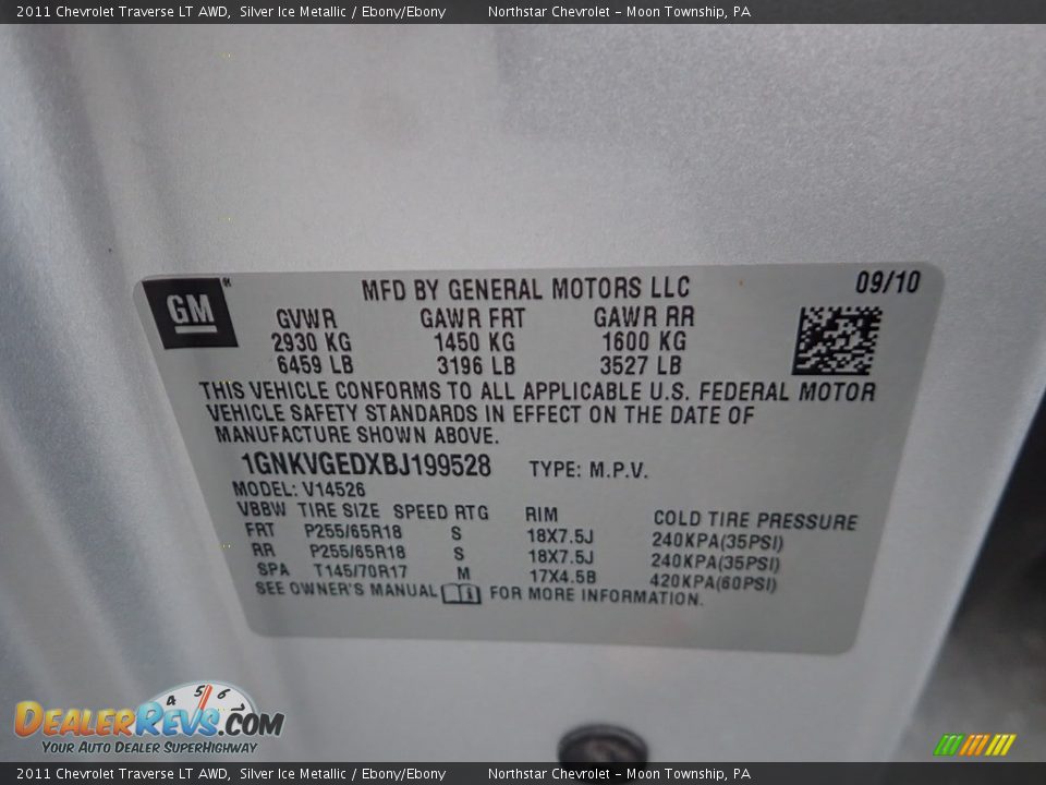 2011 Chevrolet Traverse LT AWD Silver Ice Metallic / Ebony/Ebony Photo #28