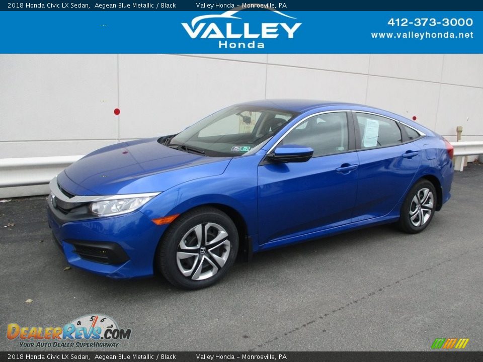 2018 Honda Civic LX Sedan Aegean Blue Metallic / Black Photo #1