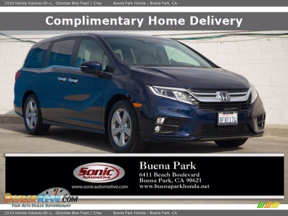 2019 Honda Odyssey EX-L Obsidian Blue Pearl / Gray Photo #1