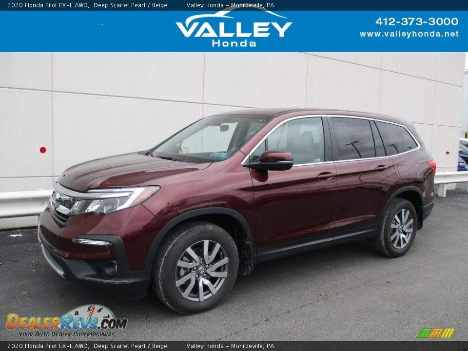 2020 Honda Pilot EX-L AWD Deep Scarlet Pearl / Beige Photo #1