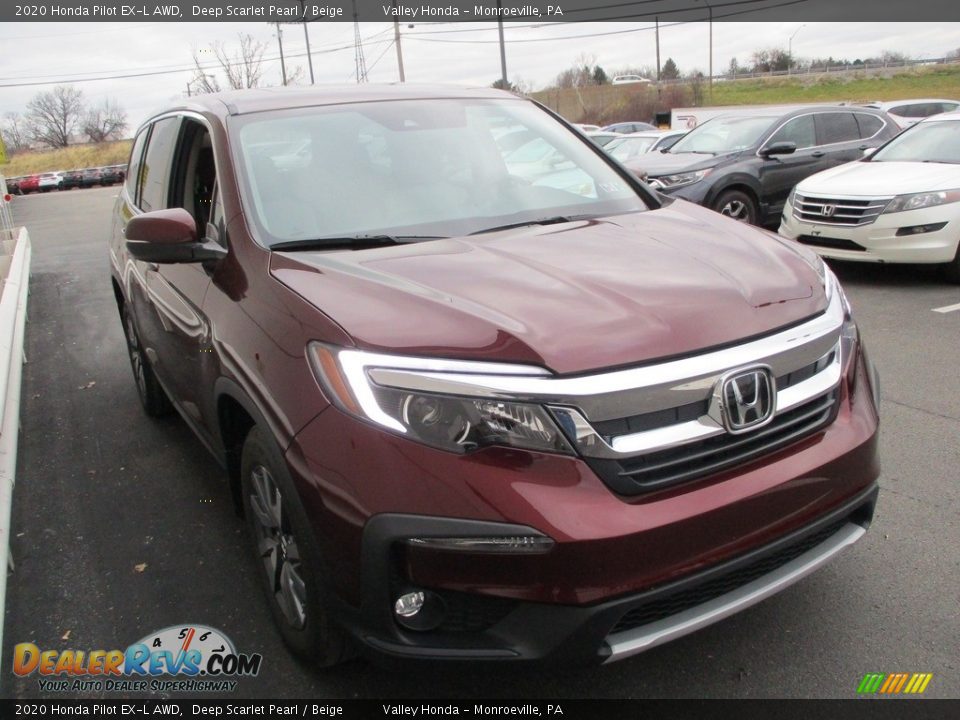 2020 Honda Pilot EX-L AWD Deep Scarlet Pearl / Beige Photo #7