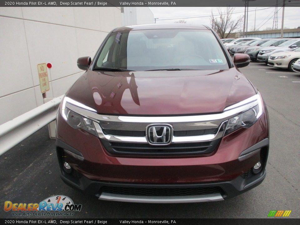 2020 Honda Pilot EX-L AWD Deep Scarlet Pearl / Beige Photo #8