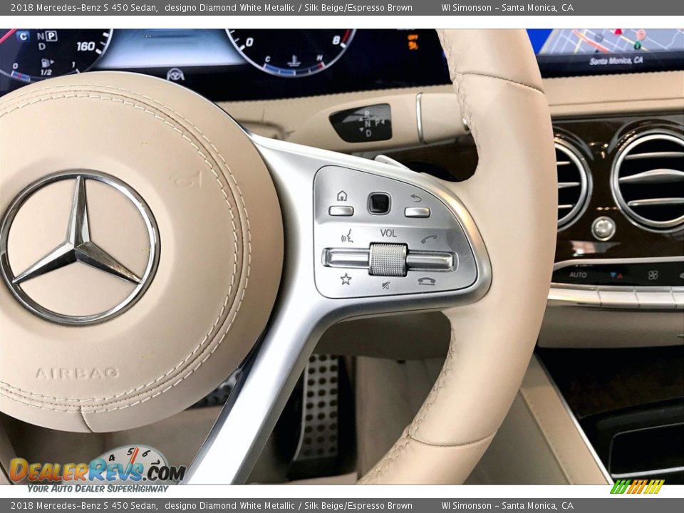 2018 Mercedes-Benz S 450 Sedan designo Diamond White Metallic / Silk Beige/Espresso Brown Photo #22