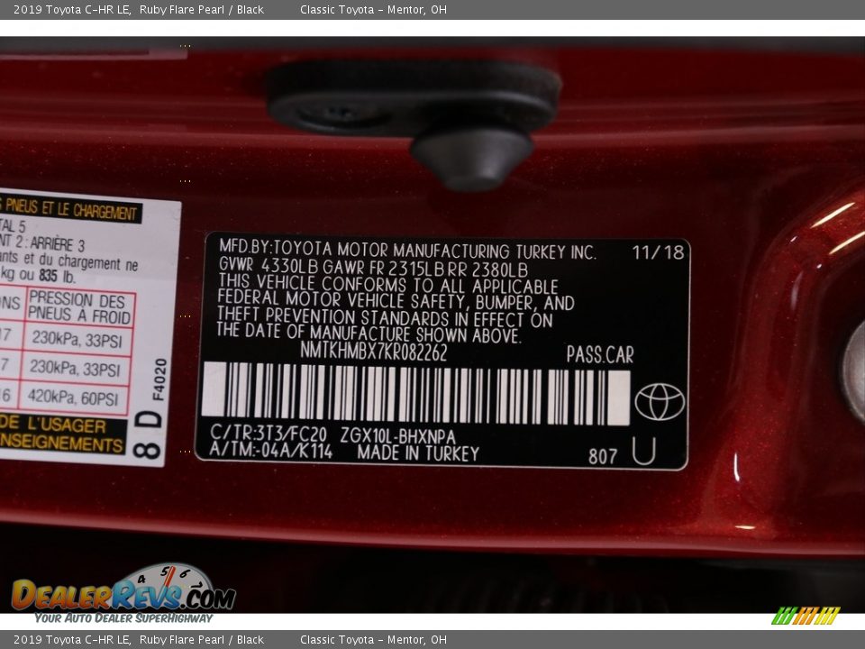 2019 Toyota C-HR LE Ruby Flare Pearl / Black Photo #28